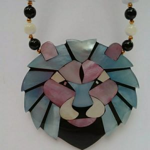 Vtg. Lee Sands Lion Head Necklace
